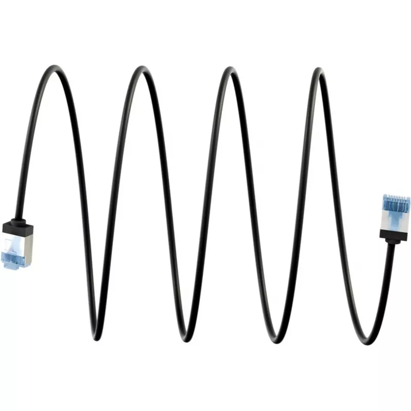 Goobay ultra-flexibele CAT 6A patchkabel slank U/FTP zwart – extra korte stekker (74318)
