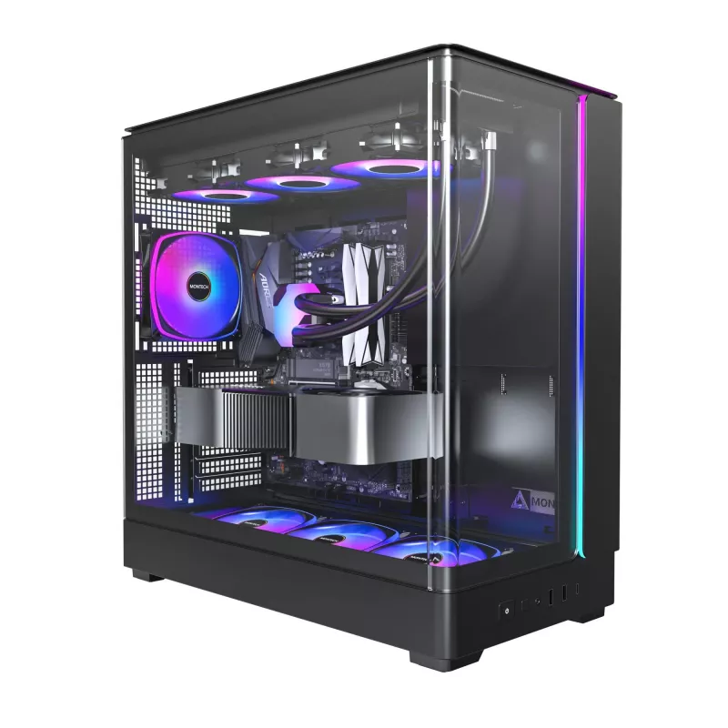 Pc-behuizing Montech KING 45 PRO zwart — micro ATX / Mini-ITX, midi tower