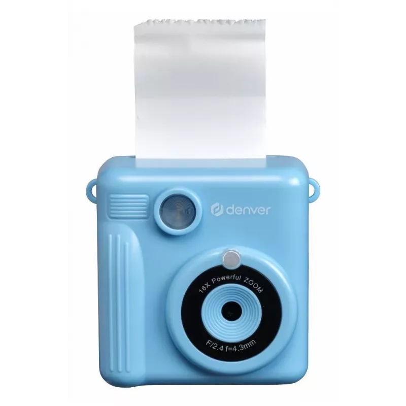 Denver KPC-1363BU kinder-instantcamera dino met thermische printer, 20 MP, blauw