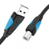 USB 2.0 A naar USB-B kabel Vention VAS-A16-B500, 5 m, zwart, stekker-stekker, 480 Mbit/s