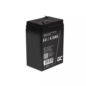 UPS-batterij Green Cell AGM15, 6 V, 4 Ah, verzegelde lood-zuurbatterij (VRLA), zwart, 680 g