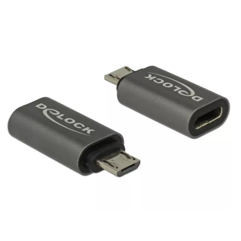 DeLOCK - USB-adapter - USB-C (W) naar Micro-USB Type B (M) - USB 3.1 Gen 1 - 2,8 cm - Antraciet (65927)