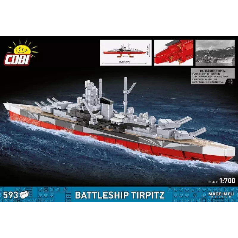 Constructieset Cobi slagschip Tirpitz model met 593 onderdelen, schaalgetrouw en displaykenmerken