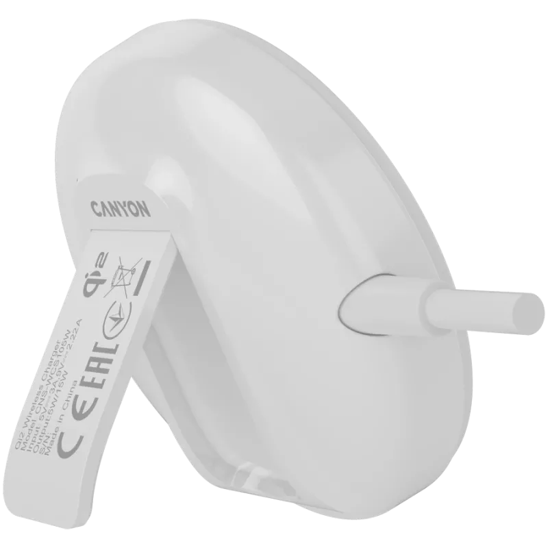 Draadloze oplader CANYON WS-105 15W Qi2 wit – 15W draadloos laden, Qi2-compatibel