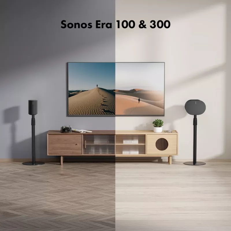 Vloerstandaard MACLEAN MC-496 voor Sonos Era 100 en 300, in hoogte verstelbaar 682–1068 mm