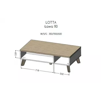 Cama LOTTA 110 salontafel Wotan-eiken/mat zwart