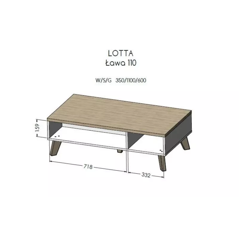 Cama LOTTA 110 salontafel Wotan-eiken/mat zwart