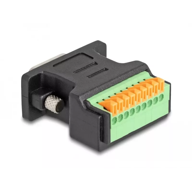 DeLOCK D-Sub 9 stekker naar klemmenstrookadapter met drukknop