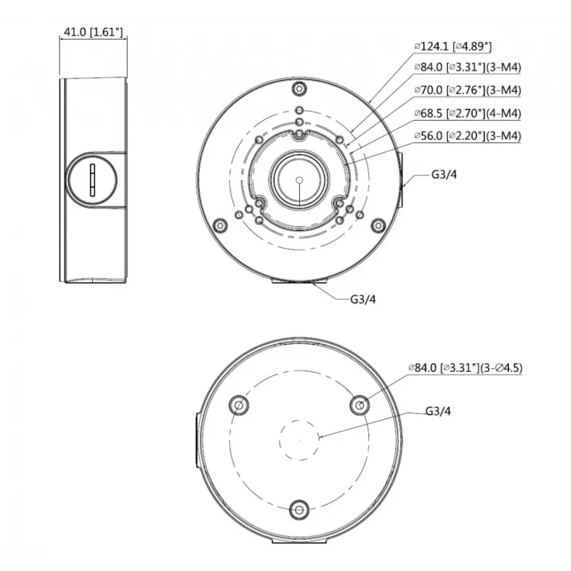Dahua PFA130-E-B montageadapter zwart