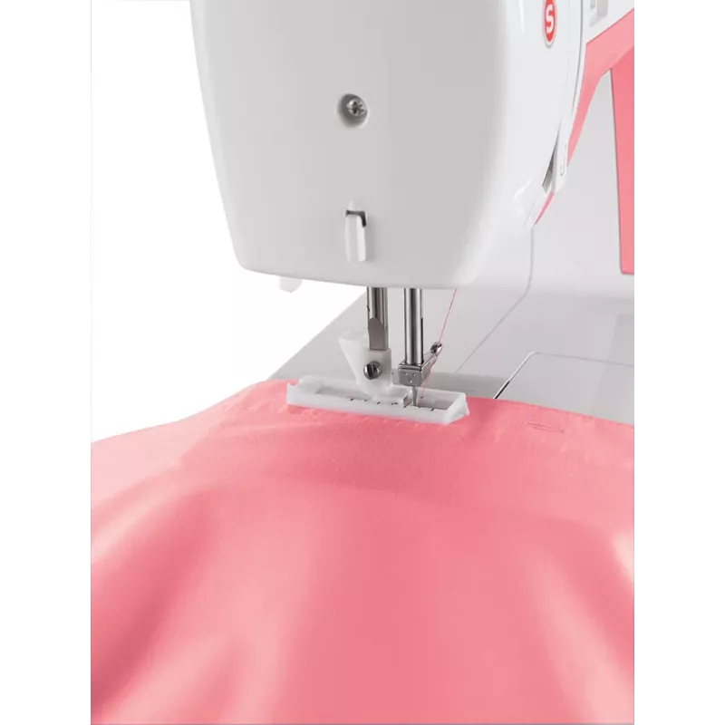 Singer Simple 3210 automatische naaimachine, elektromechanisch, 10 steken, 4-staps knoopsgat, vrije arm, 85 W, wit/roze
