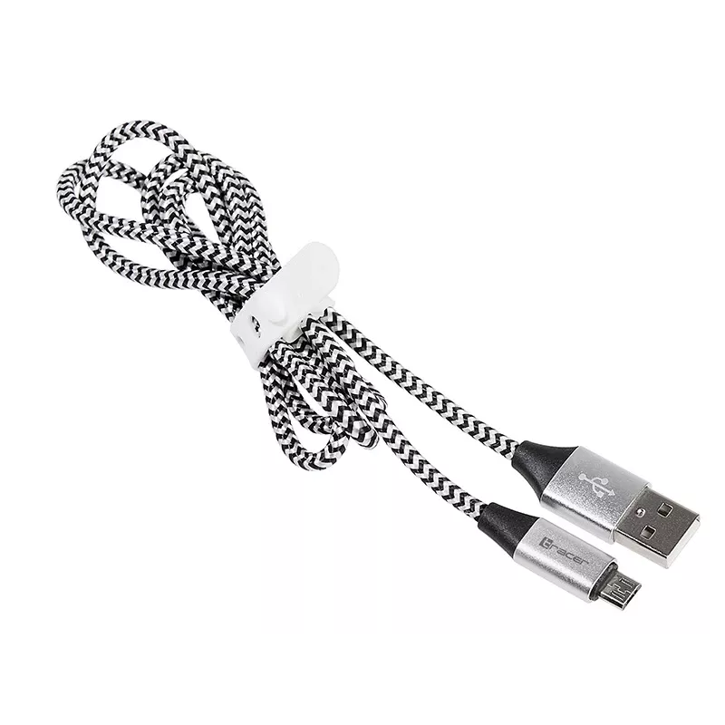 USB-kabel Tracer TRAKBK46928 1m USB A micro-USB B zwart zilver