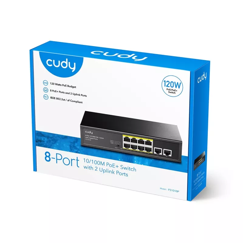 Cudy FS1010P netwerkswitch Fast Ethernet (10/100) Power over Ethernet (PoE) zwart