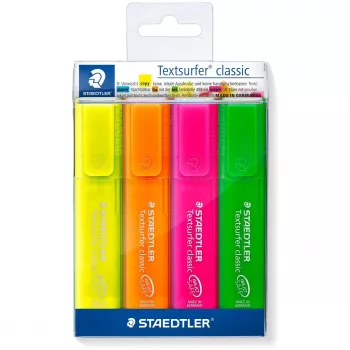 Marker Staedtler 364 P WP4 beitelpunt groen oranje roze geel