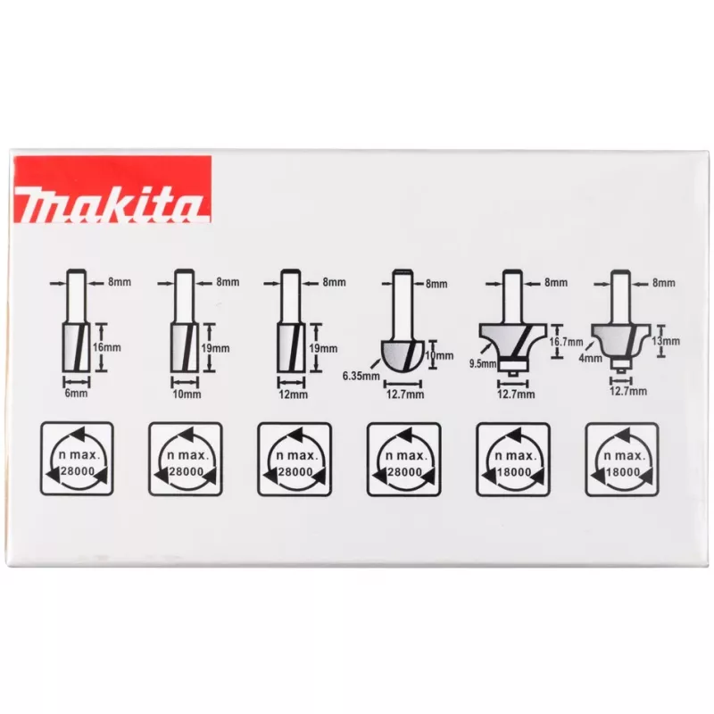 Makita - freesbitset - voor kunststof, massief hout - 6 stuks (D-53540)