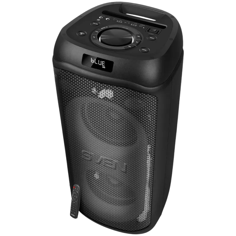 Luidspreker SVEN PS-1050, zwart (200W, TWS, Bluetooth, FM, USB, microSD, LED-display, 7200mAh)