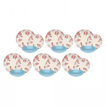 Tafelservies Rose&Tulipani R18400TA18 voor 6 personen, 18-delige porseleinen set