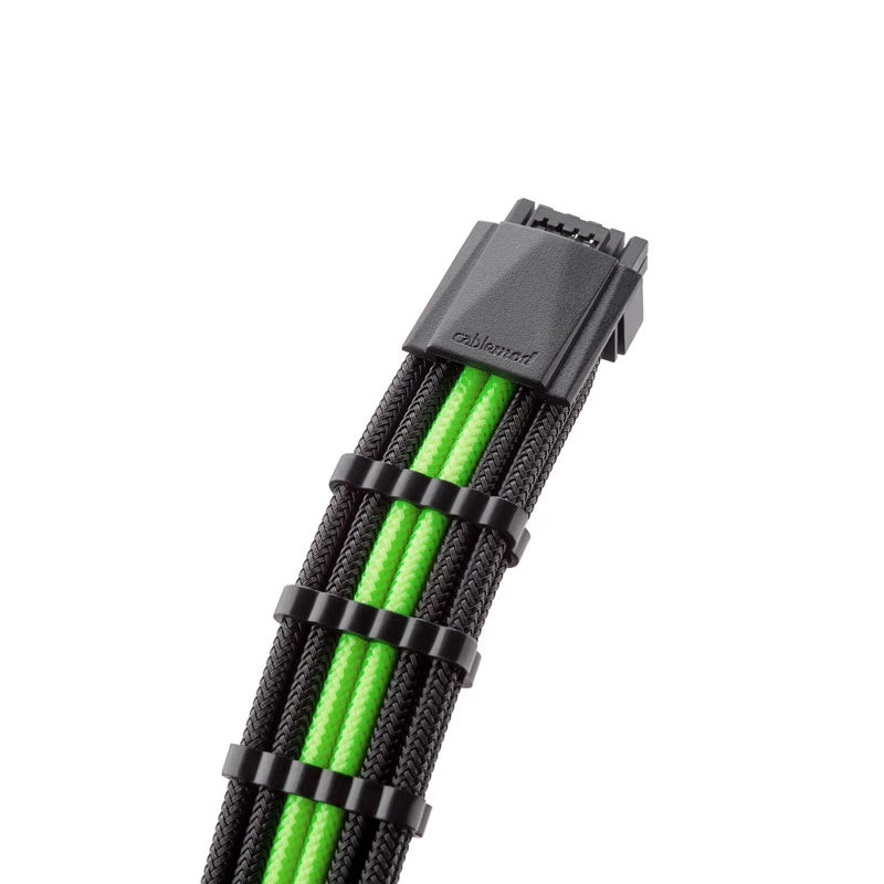 CableMod PRO ModMesh 12VHPWR kabel extension kit zwart/lichtgroen, 3-pin 16-pin set