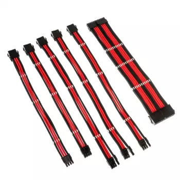 Gevlochten kabelverlengingskit Kolink Core Adept – 20+4pin, 8pin, 4+4pin, 3×6+2pin; lengtes 300–350 mm; PET-mantel; kopergeleider