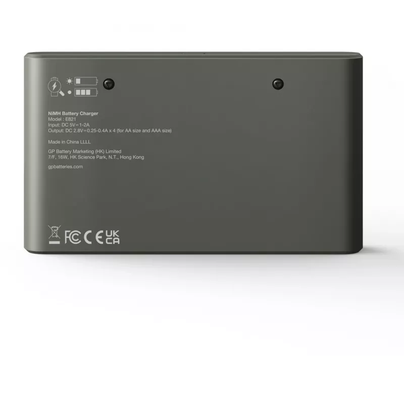 Batterijoplader GP E821 voor NiMH AA- en AAA-accu's, model E821