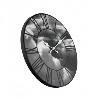 NeXtime klok 3037 Clouds, Ø39 cm, wand, zwart