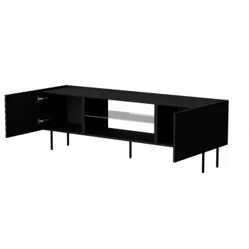 TV-kast cama meble LUCCA 180x40x59 cm, zwart spaanplaat bovenkant, zwart frame