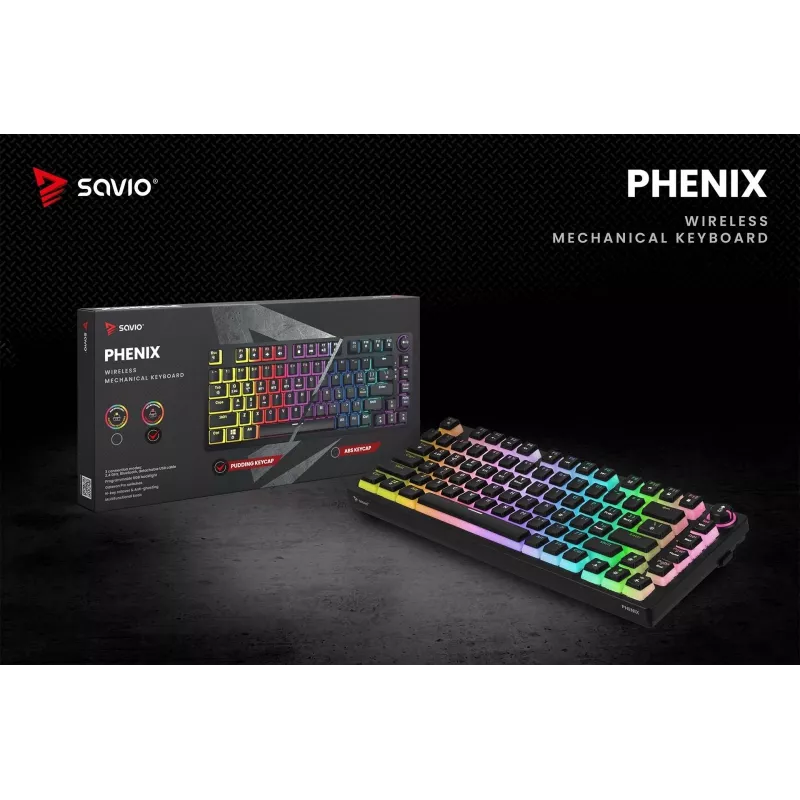 Gamingtoetsenbord Savio SAVGK-PHENIX RED PUDDING mechanisch RGB draadloos