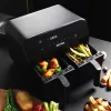 Heteluchtfriteuse Petra PT4750BLKVDEEU7, tweekamer, 3,7 L inhoud, zwart