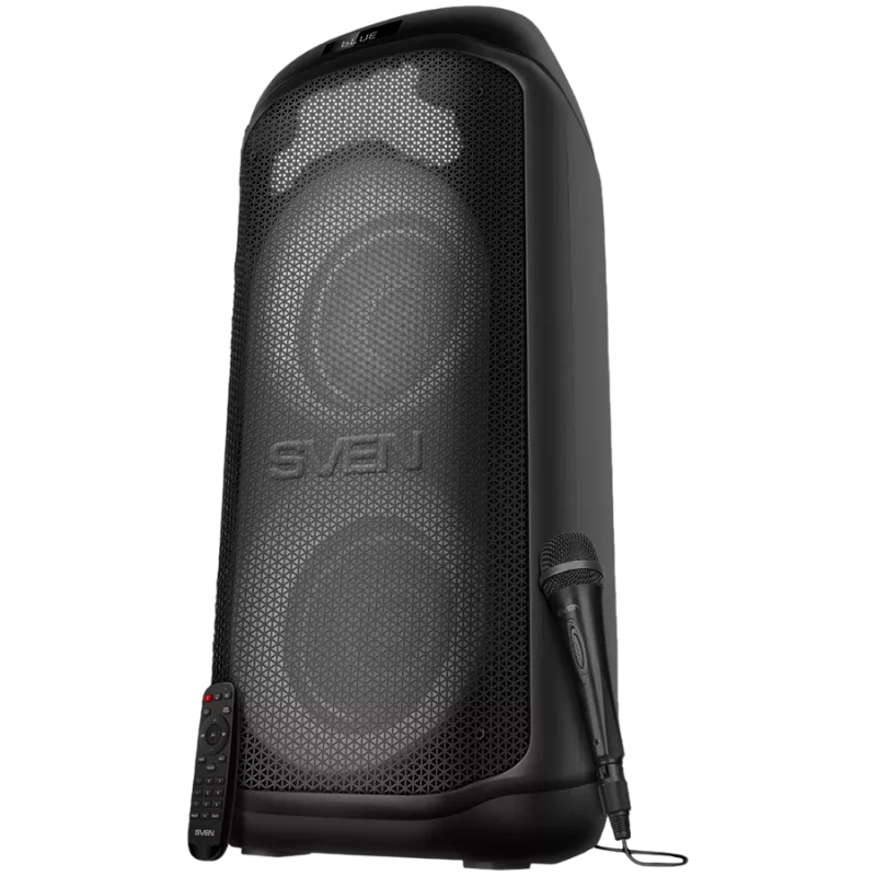 Luidspreker SVEN PS-1050, zwart (200W, TWS, Bluetooth, FM, USB, microSD, LED-display, 7200mAh)