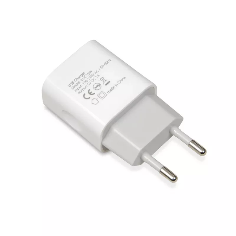 AC indoor oplader IBOX C-35 universeel wit — 5 V max, 0,3 A ingang, 1 A USB-uitgang
