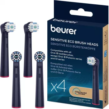 Beurer TB Sensitive Eco Green Planet borstelkoppen, donkerblauw, 4-pack