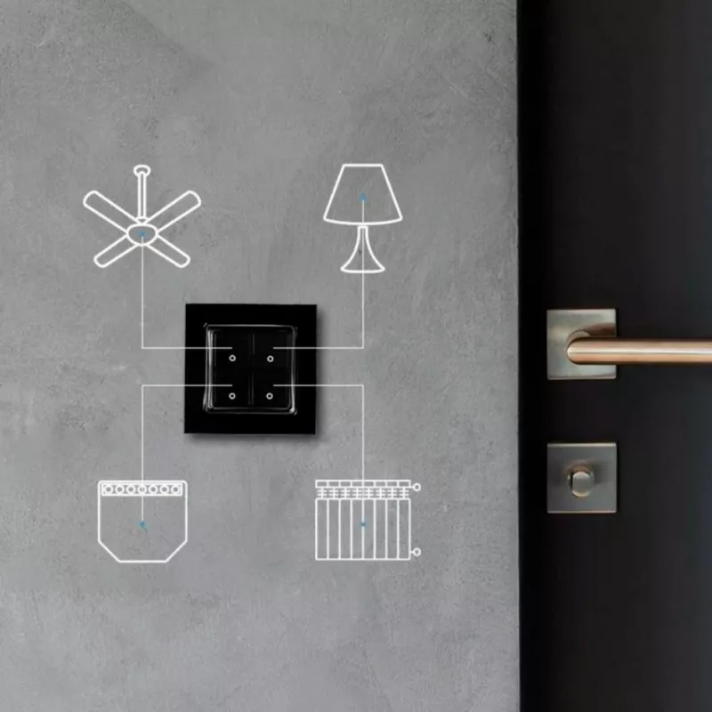 Light Switch Shelly Switch 4 kunststof zwart