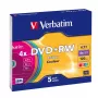 VERBATIM 43297 Verbatim DVD+RW slank Jewel Case 5 4.7GB 4x kleur