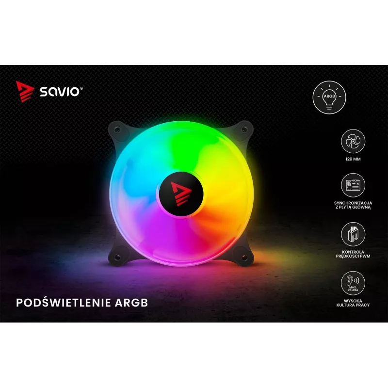SAVIO Blast 120mm ARGB PWM behuizingsventilator - zwart