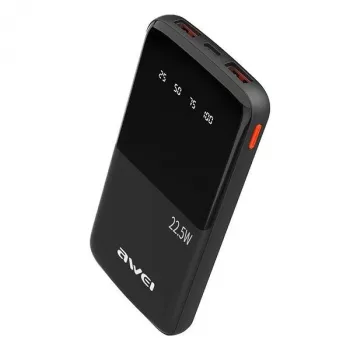 Awei PowerBank P10K 10000 mAh 22,5W zwart/zwart (10000mAh, 22W, 22,50Wh), powerbank, zwart