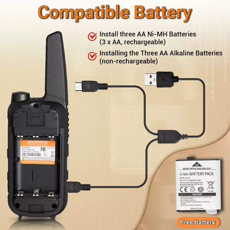 Walkietalkie Baofeng BF-T25E oranje, 2 stuks