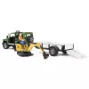 BRUDER Land Rover Defender met aanhanger CAT en man speelgoedvoertuig