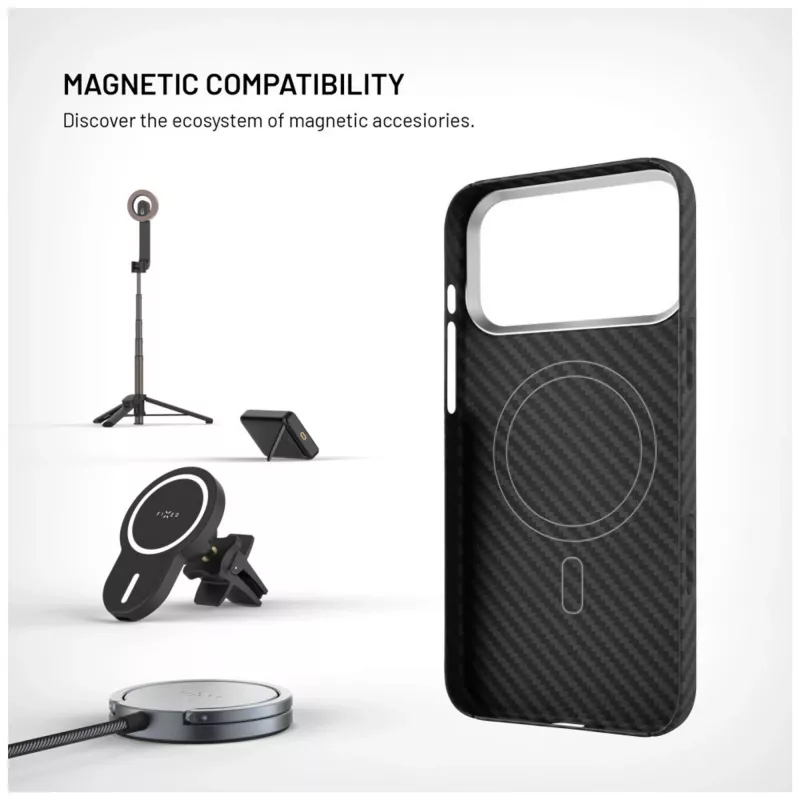 Beschermhoes FIXED voor Apple iPhone 17 Pro Max — aramidevezels, zwart
