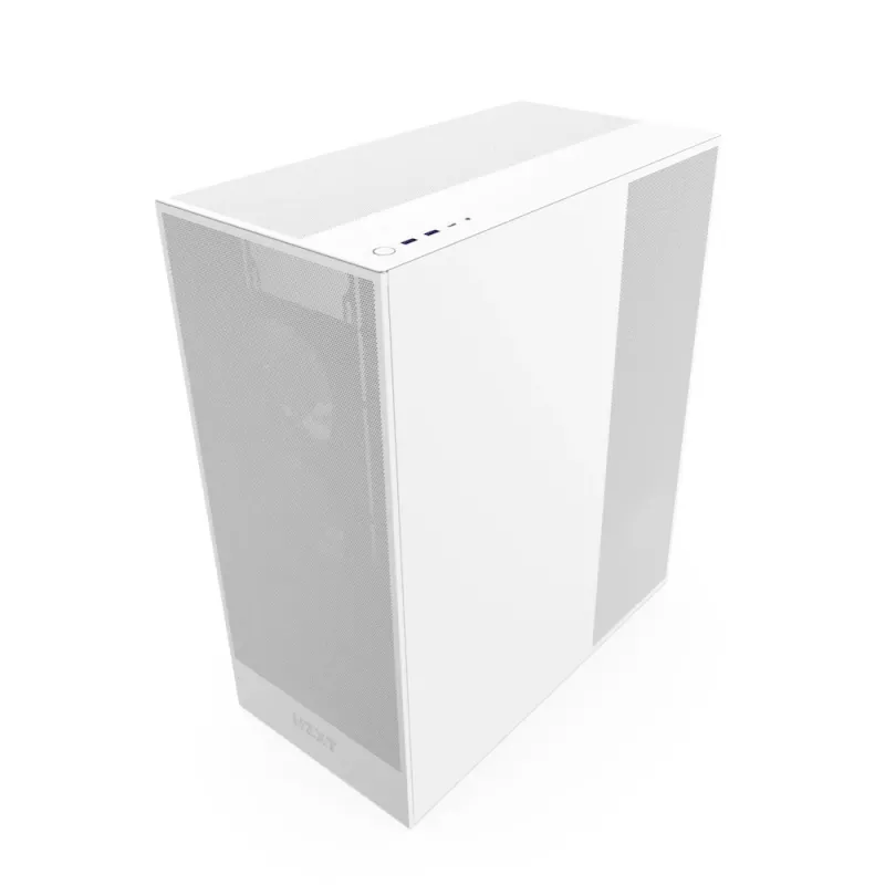 PC-behuizing NZXT H7 Flow RGB Midi Tower wit — gehard glas, EATX, voor 3×120mm, USB-C