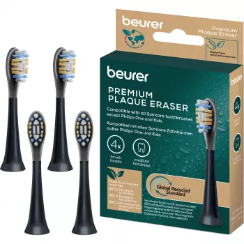 Beurer SC Premium Plaque Eraser Green Planet borstelkoppen, zwart, 4-pack