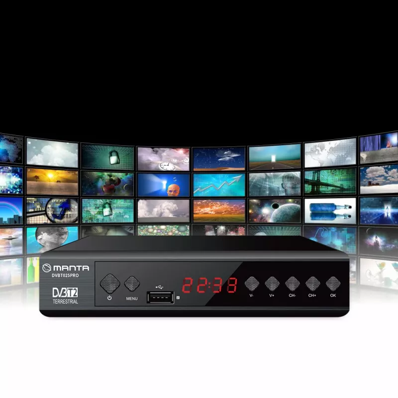 Digitale tv-receiver MANTA DVBT025PRO DVB-T2 full-hd-ondersteuning USB-opname