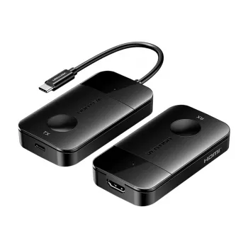 USB-C-naar-HDMI draadloze zender/ontvanger Vention ADOBB — 4K@30Hz, 1×HDMI, USB-C-kabel 1 m, zwart