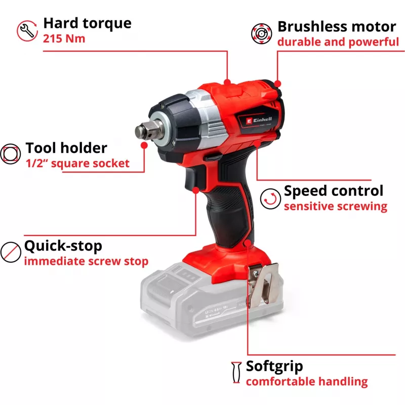 Slagschroevendraaier Einhell TE-CW 18Li 1/2 inch 2900 t/min 215 N⋅m