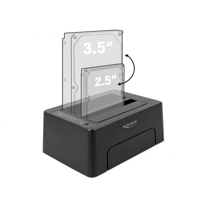 DeLOCK - HDD-dockingstation bays: 2 - SATA 6Gb/s - 6 Gbit/s - USB 3.1 (Gen 2) - zwart (63957)