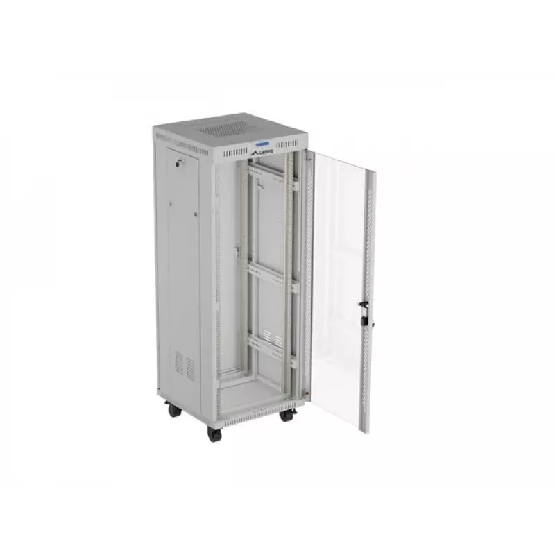 LANBERG 19 inch 32U staande serverrackkast 600×600 mm grijs met geperforeerde deuren en LCD (flat pack)