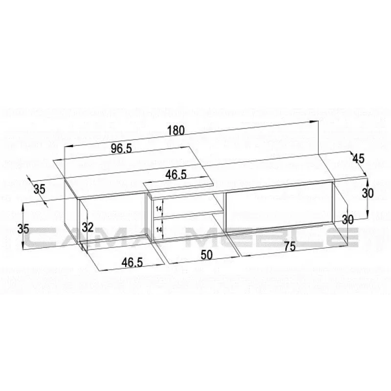 Cama TV-kast SIGMA1 180 Sonoma-eiken/wit glanzend