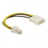 Delock 82391 voedingsadapterkabel, 4-pins ATX12V (P4) male naar Molex 4-pins male, 0,15 m