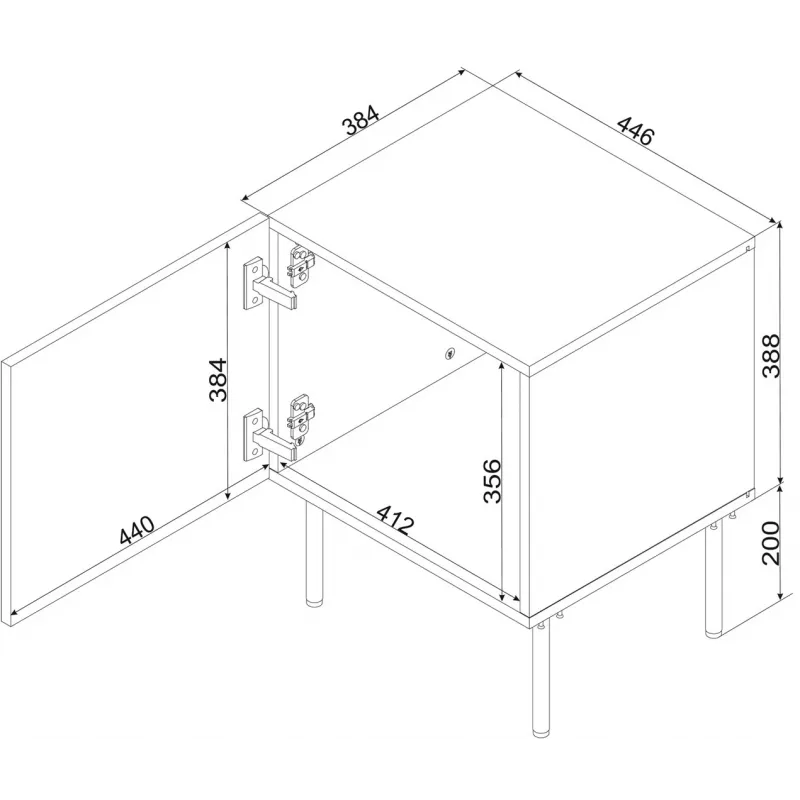 Nachtkastje Cama Meble ISLA 44,5x40x59 cm cashmere mat, MDF & spaanplaat, set van 2