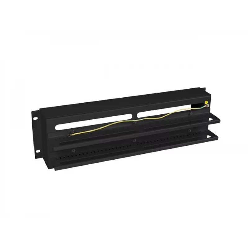 Lanberg AK-VDP103-B 19-inch 3U spanningsverdeelpaneel met DIN-rail TS-35, zwart