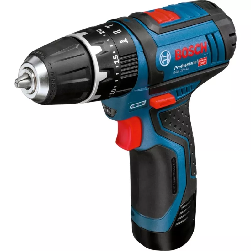 Bosch GSB 12V-15 Professional 1300 RPM Zwart, Blauw