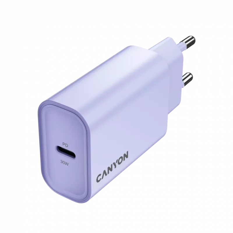 Wandlader CANYON OnCharge 30CL, 30W USB-C PD, 1x PD-uitgang, EU-stekker, paars